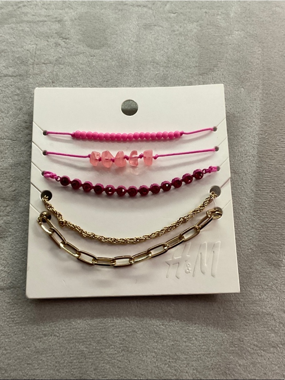 H&M Pink & Gold Layering Bracelet Set